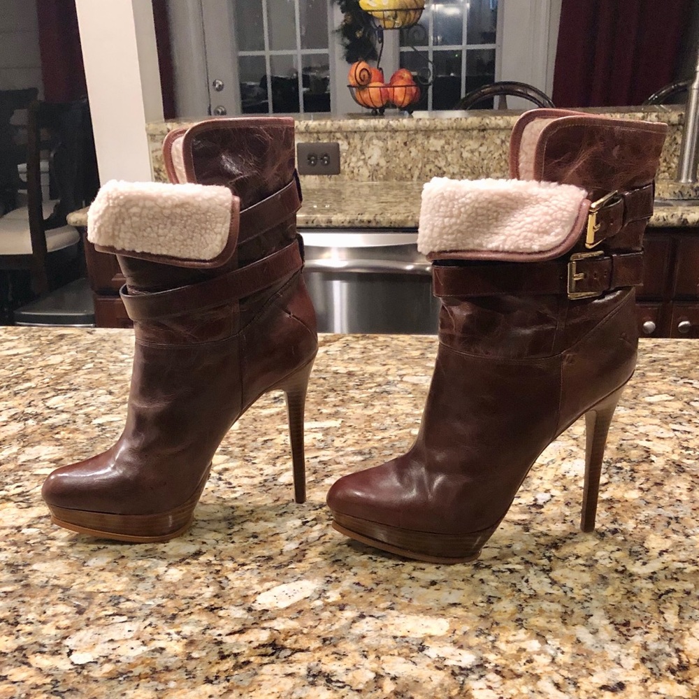 Michael Kors Brown Leather Platform Stiletto Boot